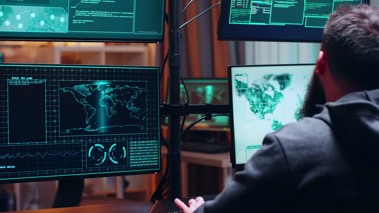 Male hacker typing on keyboard a dangerous malware