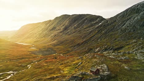 Aerial-over-the-rugged-landscape-near-Djupvattnet,-Geiranger,-Norway