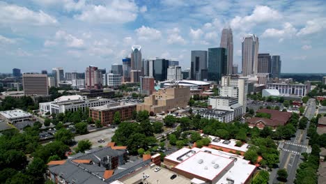 Aerial-push-into-Charlotte-NC-Skyline,-Charlotte-North-Carolina