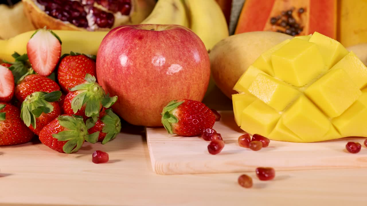 신선 한, 잘라진 과일 의 활기찬 종류