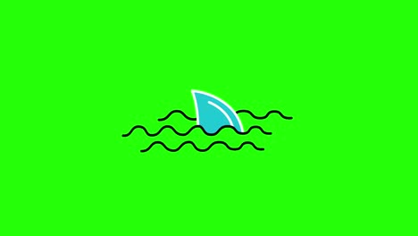 4k video of cartoon shark in the water on green background.