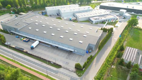 aerial drone view on distribution center