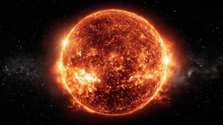 A Stunning Close-Up of the Sun Showcasing its Fiery Surface and Eruptions, Captured in Unforgettable Detail against the Cosmic Backdrop of Space