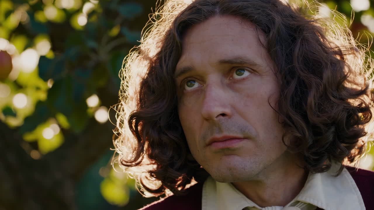 Man Sitting Under Apple Tree