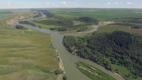 another beautiful aerial view of a bucolic prairie river valley