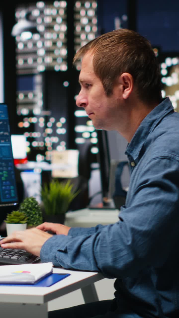 Vertical Video Architect engineer using AI neural networks on home modeling program