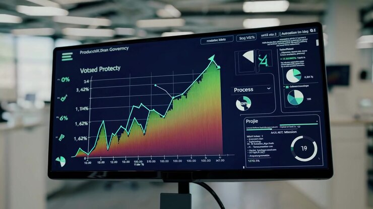 Financial Data Dashboard Displaying Real-Time Market Growth Trends