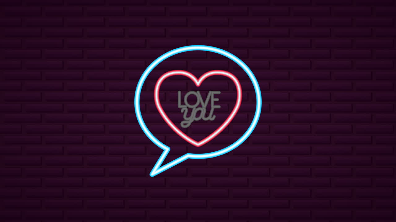 발렌타인 데이 네온 라벨 애니메이션