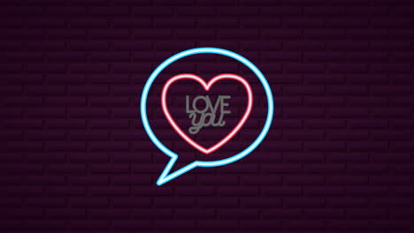 valentines day neon label animated with