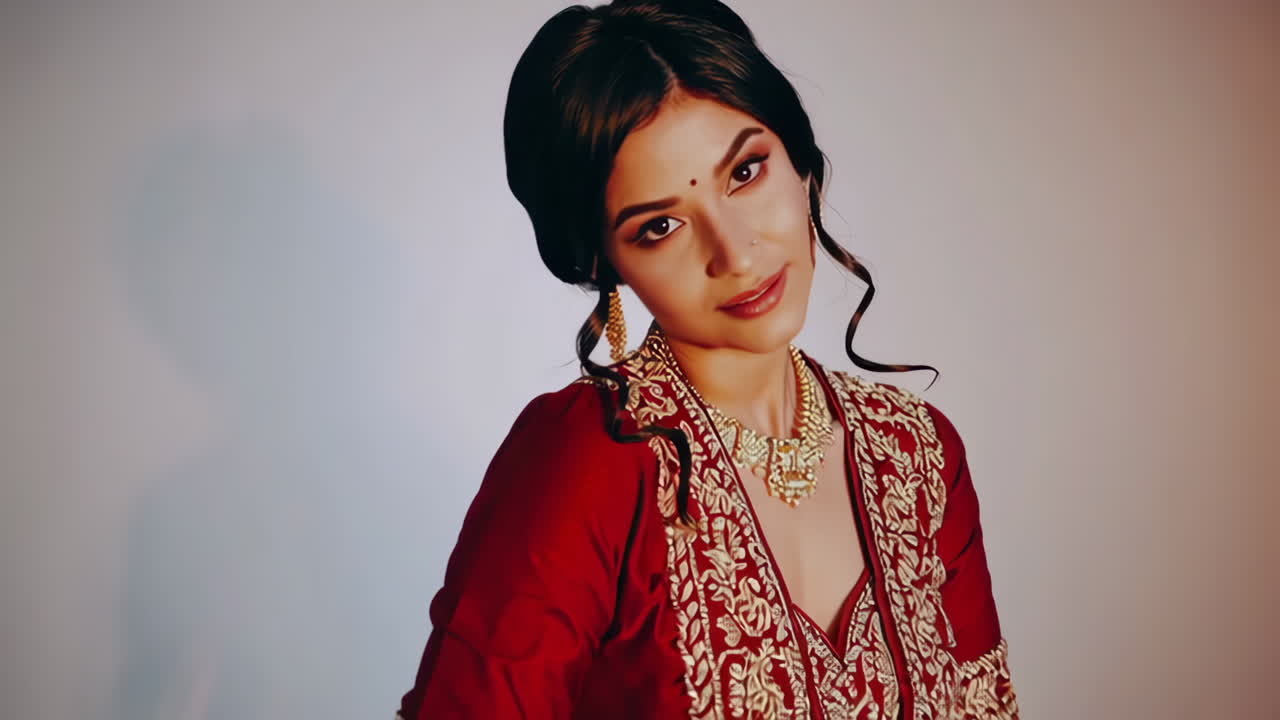 전통 의복 을 입은 인도인 여자