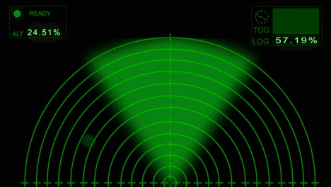 radar-hud-bildschirmanimation mit glühen