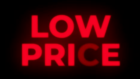 low price text flickering display promotional loop.