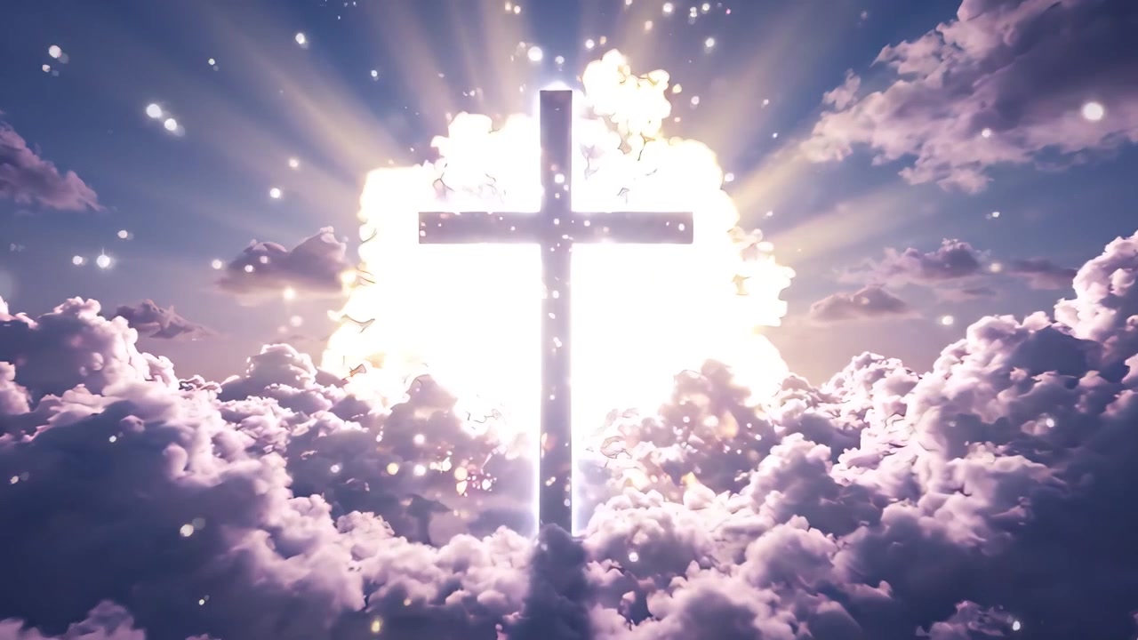 Christian Cross Heavenly Light Worship Background 4K