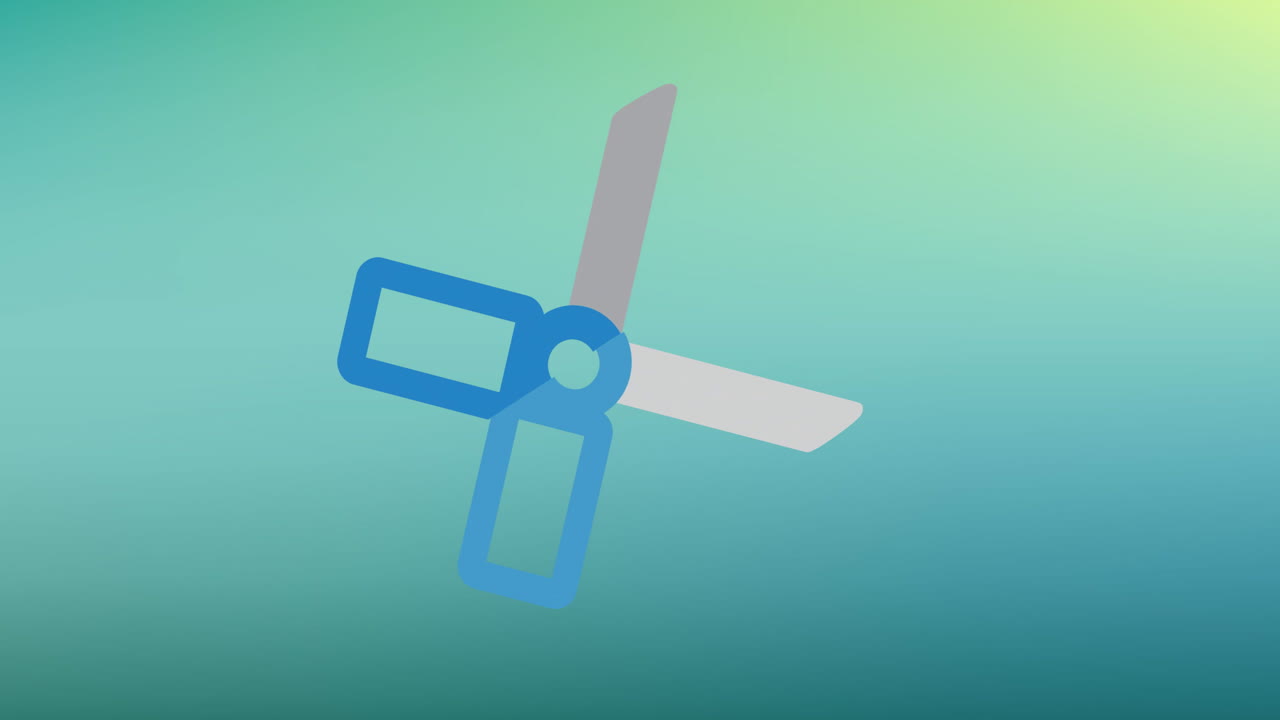 Animation of scissors moving on green background