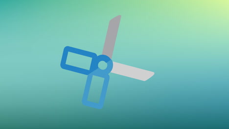 animation of scissors moving on green background