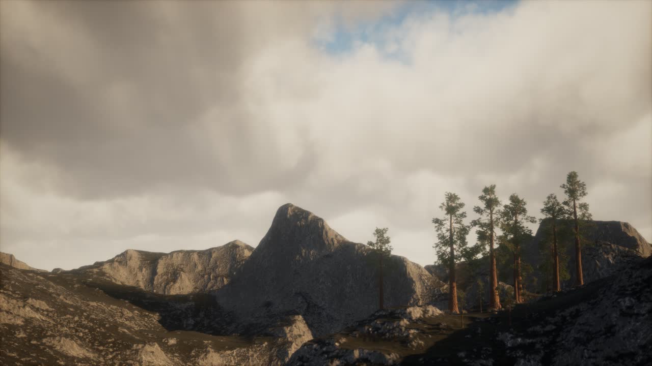 acantilado con árboles y la luz del sol