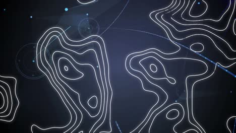 digital animation of topography against network of connections on blue background