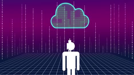 animación de chat ai y procesamiento de datos en la nube y icono de personas.