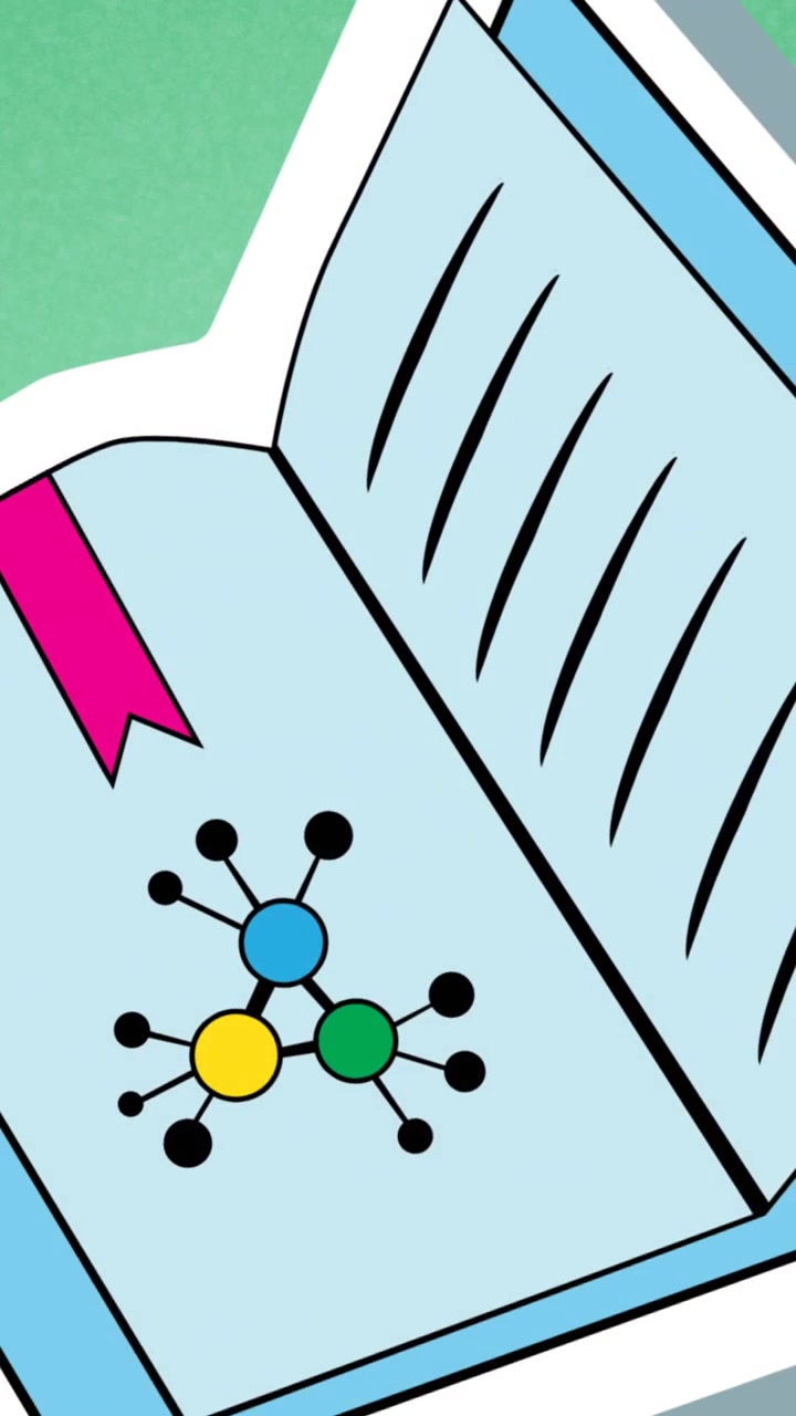 Animation of school textbook on green background