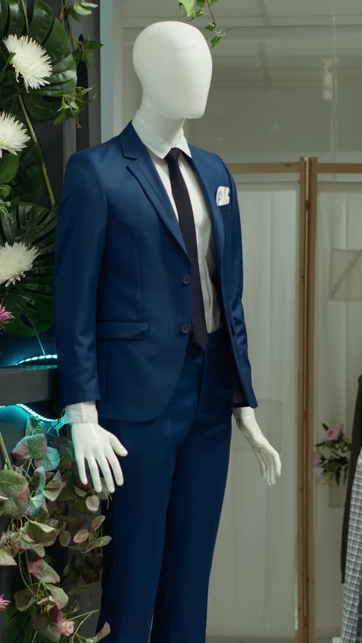 Maniquí con traje azul