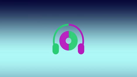 animation of circles between headphone against gradient background