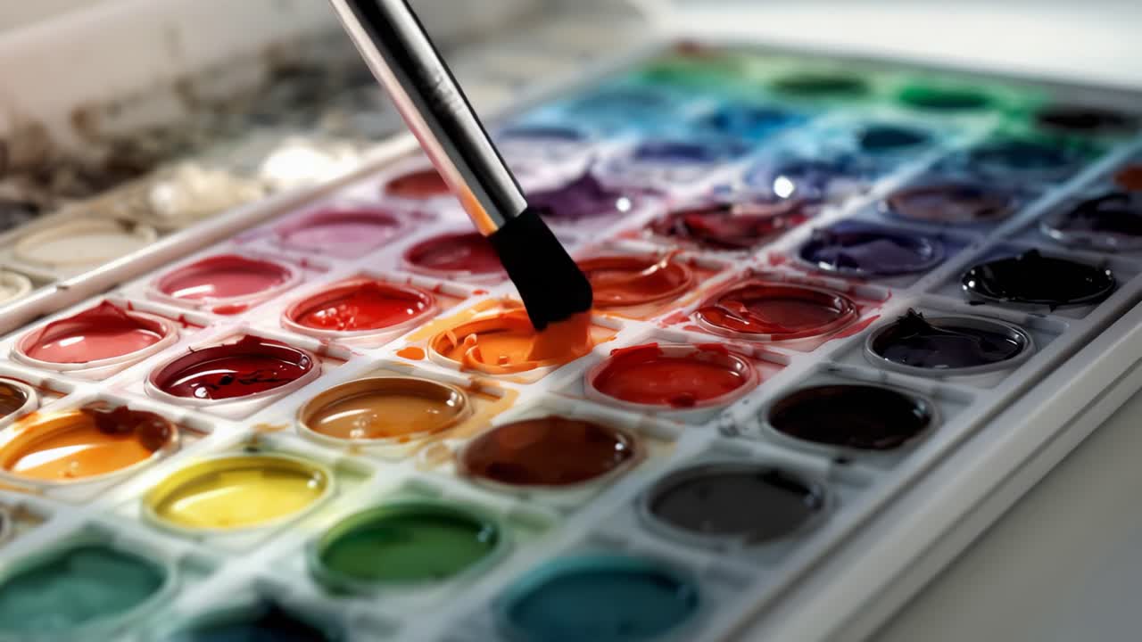 Watercolor Paint Palette with Brush