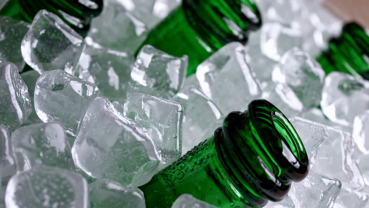 Green Bottles in Ice