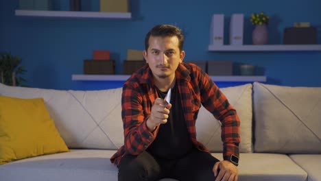 psycho man holding the knife to the camera.