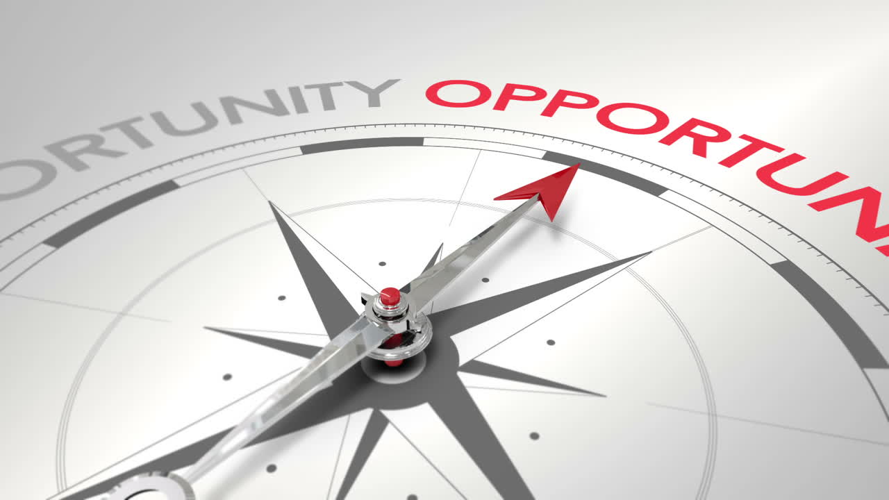 Compass pointing to opportunity
