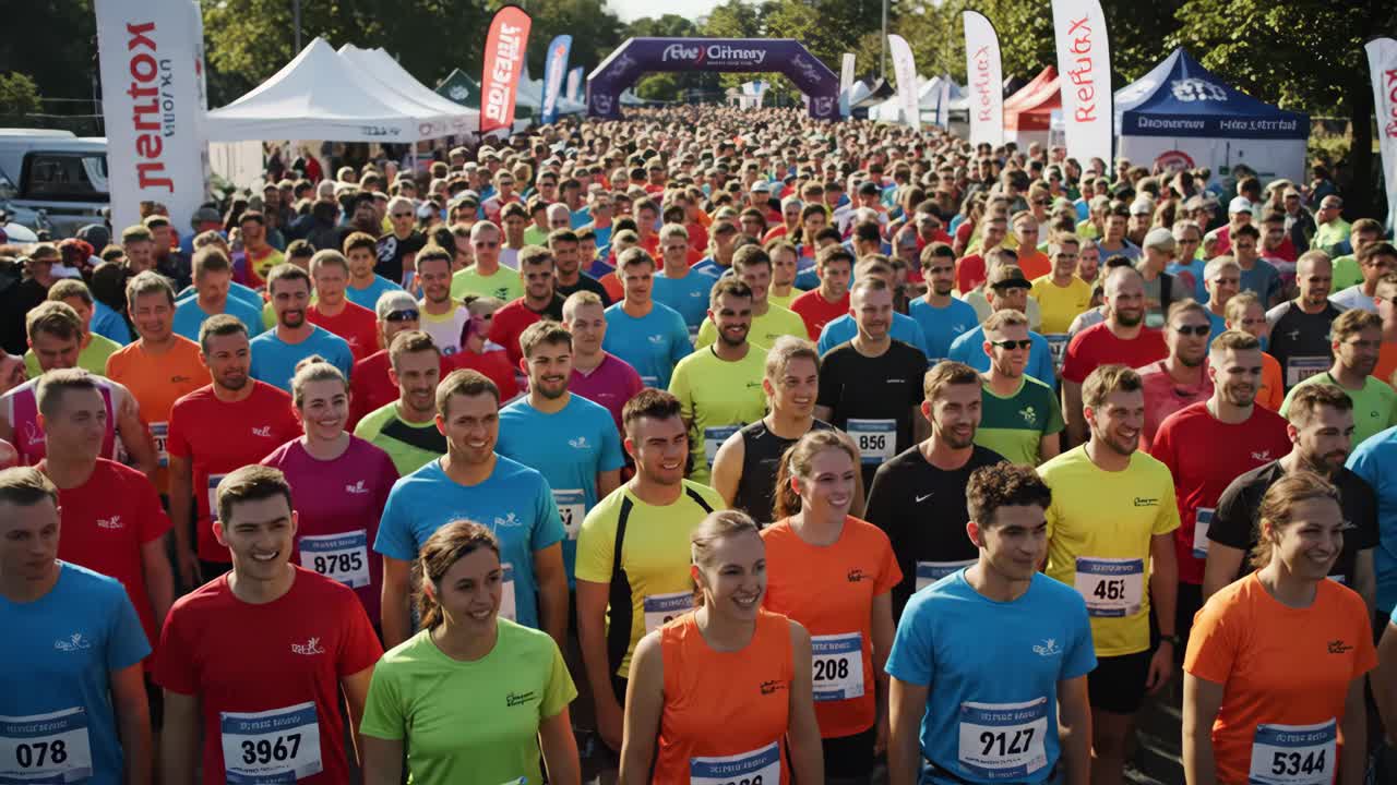 Marathon Race with a Large Crowd of Runners