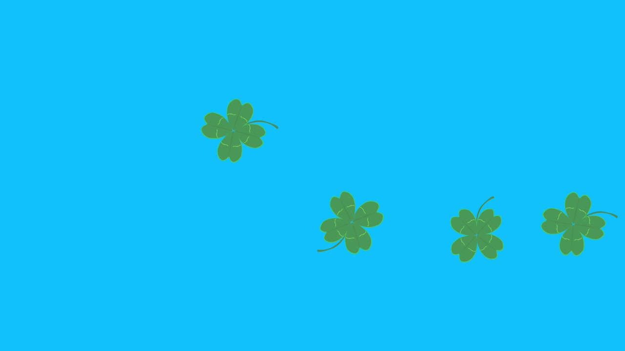 푸른 화면에 녹색 행운의 잎 애니메이션 크로마 키, 그래픽 소스 요소