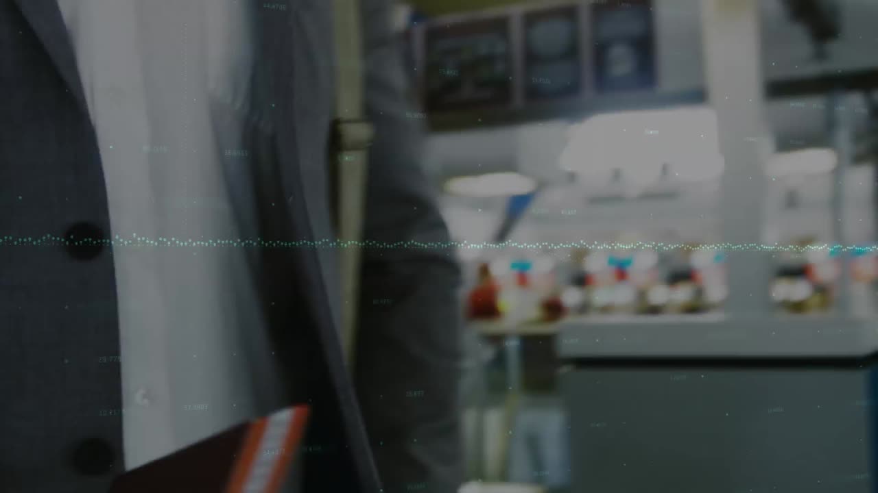 공항에서 사업가에 대한 통계 및 데이터 처리의 애니메이션