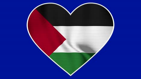 palestine heart love flag loop - realistic 4k flag waving in the wind