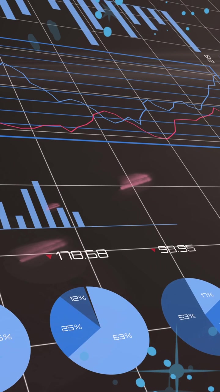 Animation of data processing over black background