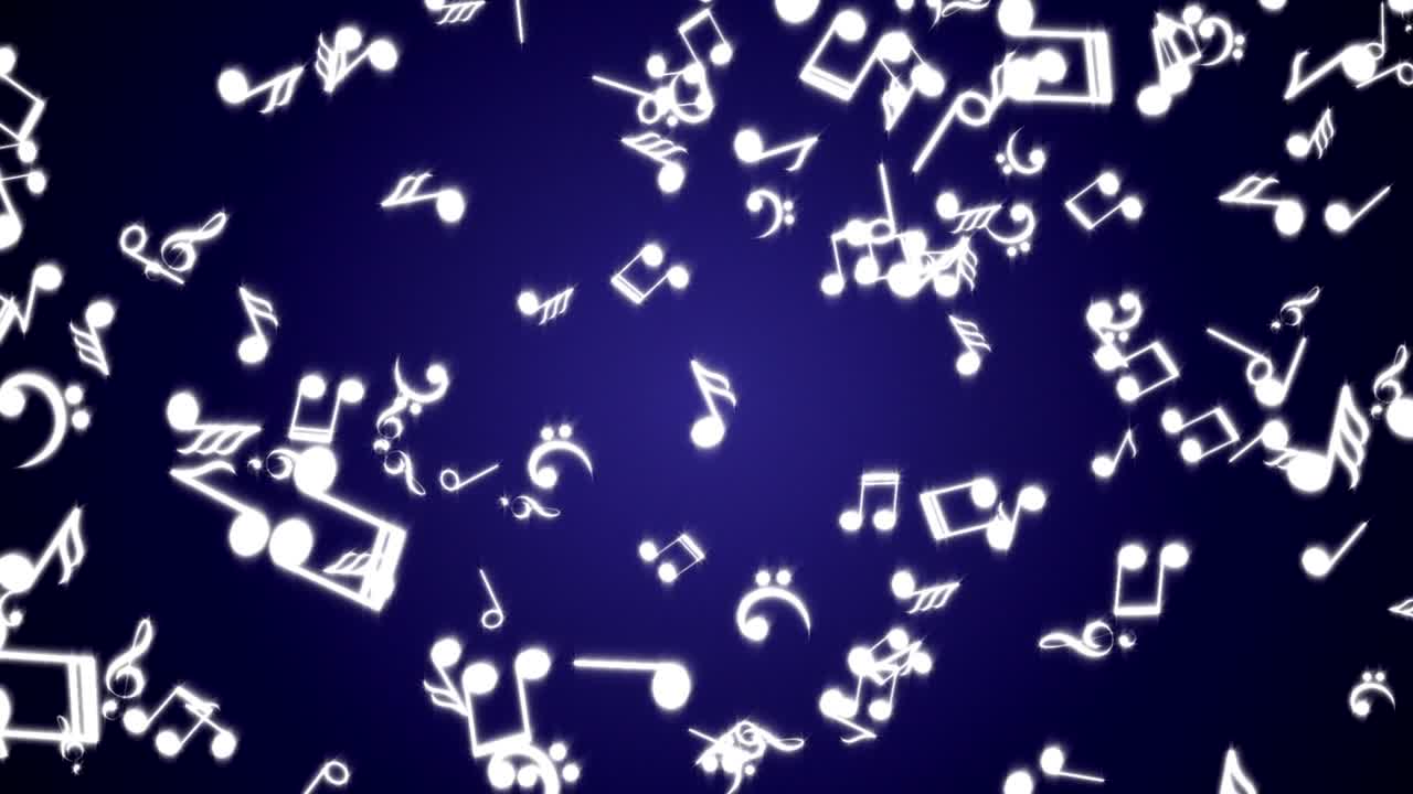 떨어지는 음악 노트 애니메이션, 렌더링, 배경, 루프, 알파 채널