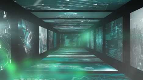 animación del procesamiento de datos sobre un fondo negro