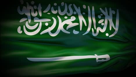animation saudi arabia flag is waving seamless loop. saudi arabia flag waving in the wind. realistic 4k national flag of saudi arabia closeup.