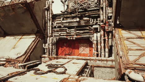 estructura industrial en ruinas en un mundo post-apocalíptico