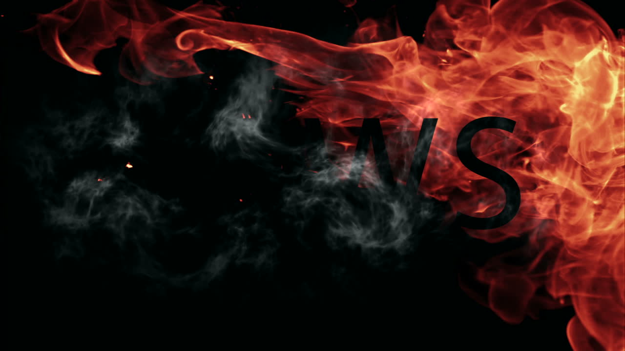 bola de fuego moviéndose a través de la pantalla con texto de noticias