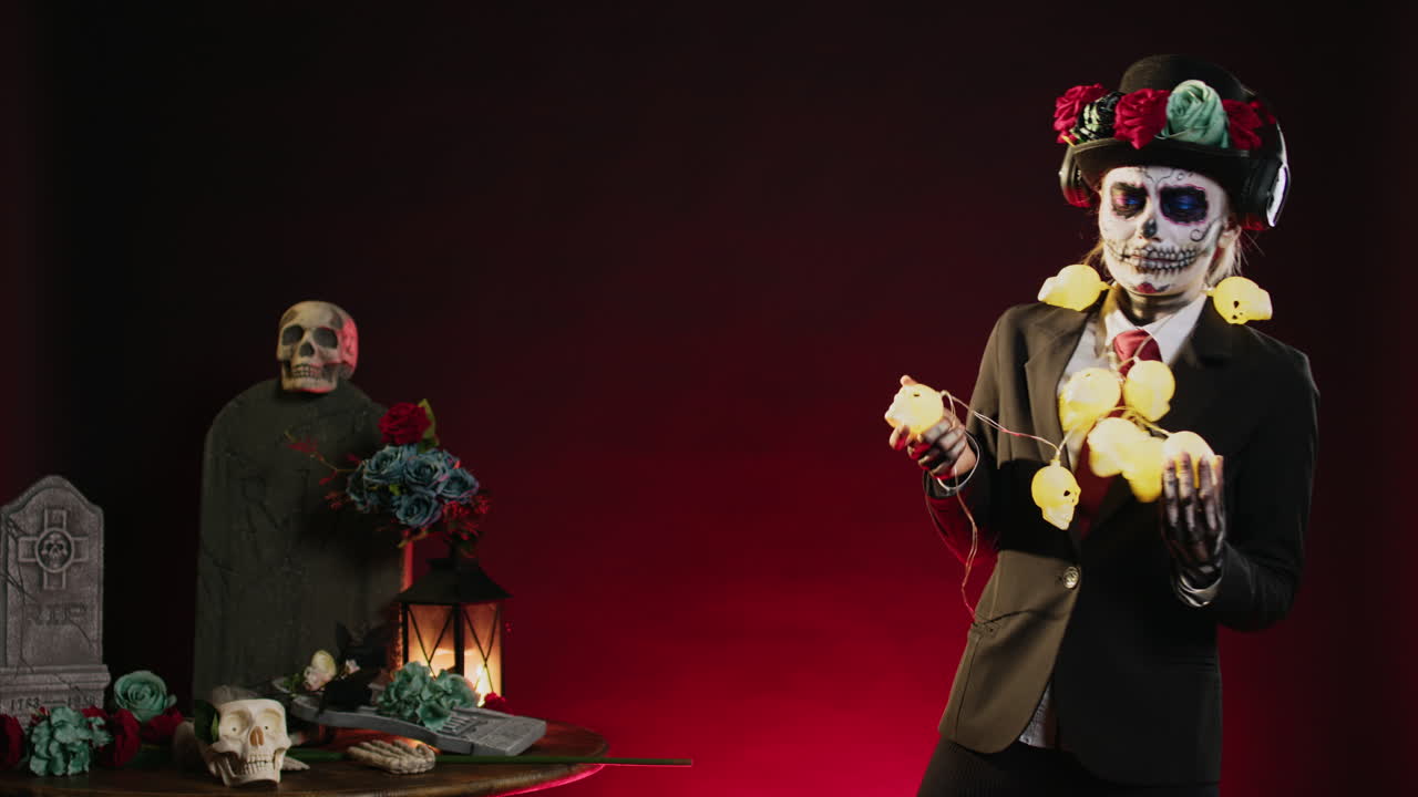 Day of the Dead Celebration with Skull Makeup and Costumes