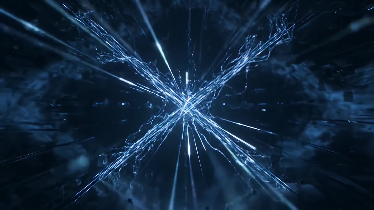 Abstract Motion Background with Glowing Blue Light Streaks and Energy Particles