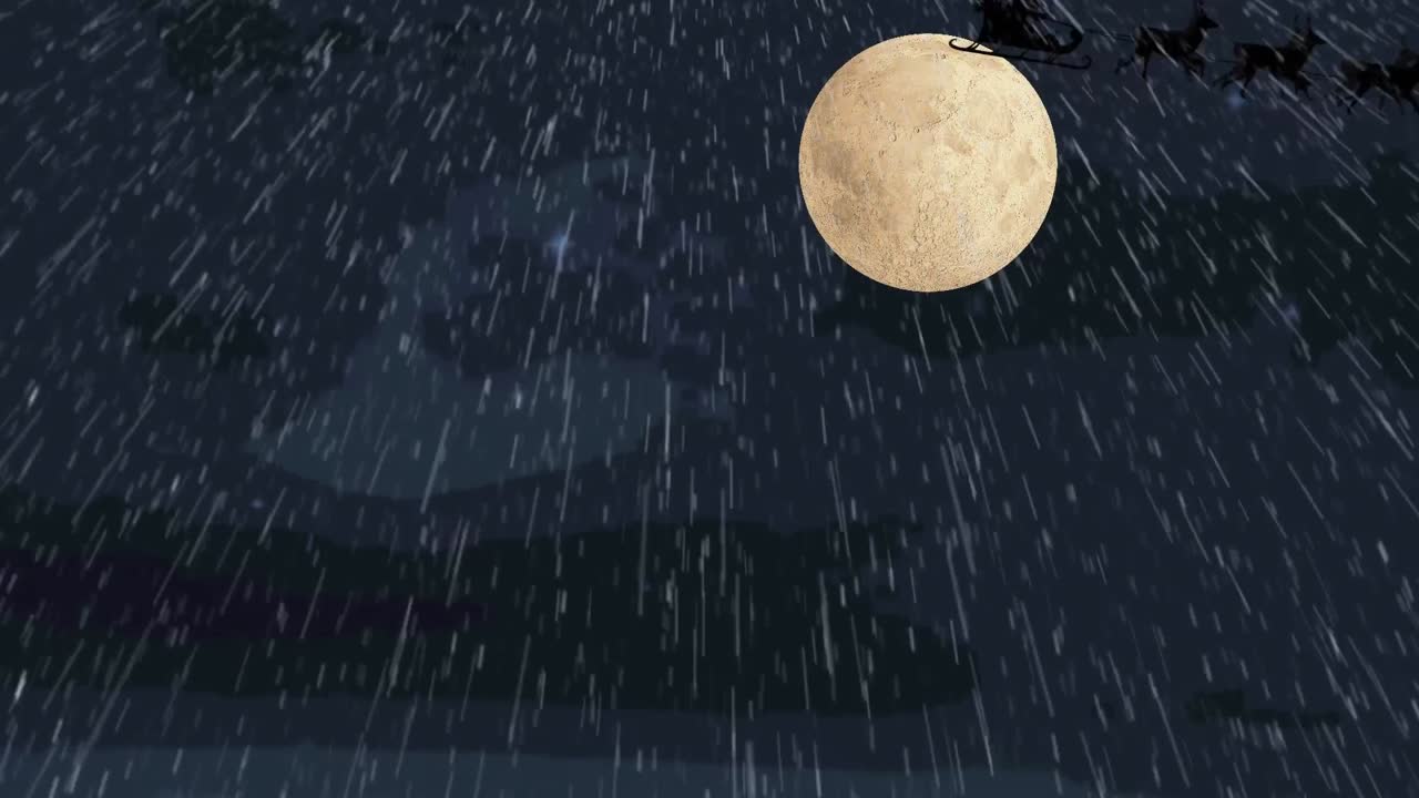 눈이 내리고 달이 내리는  ⁇ 리더와 함께  ⁇ 매를 타고 산타클로스의 애니메이션