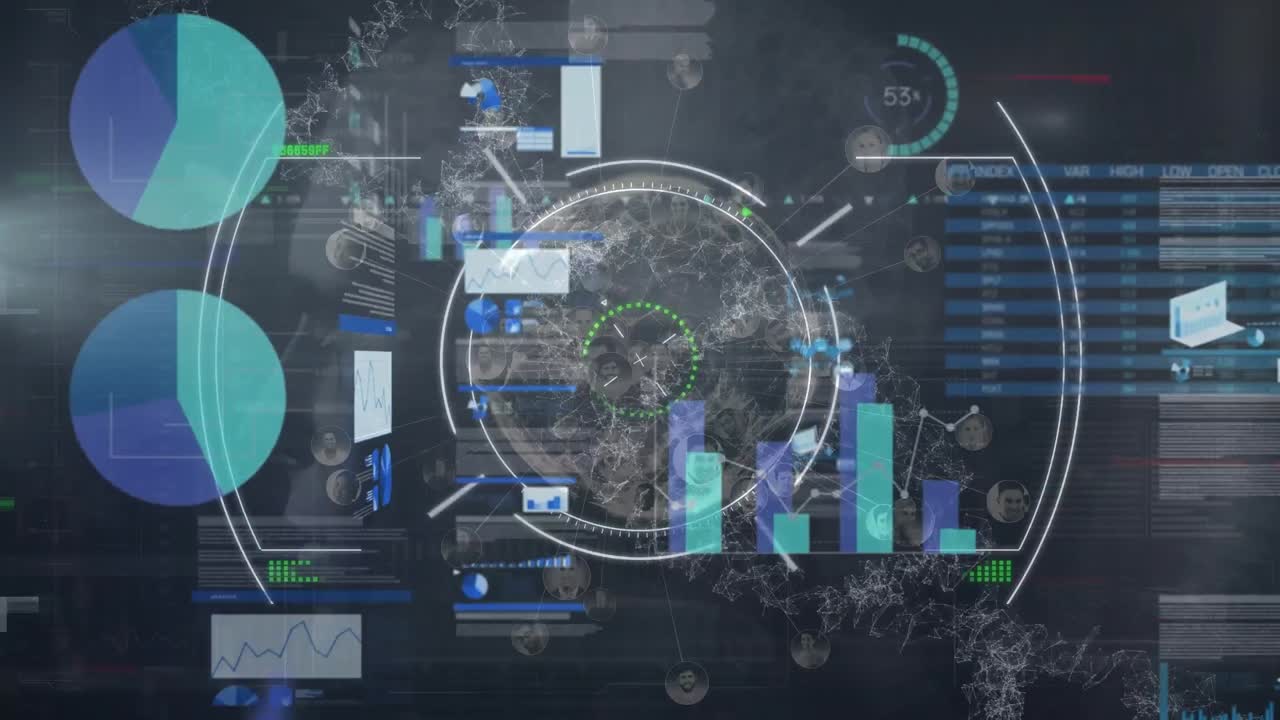 animación del globo a través de la red de conexiones y procesamiento de datos