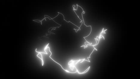 3d rendering, computer generated abstract dark background with scribbles of neon glowing lines