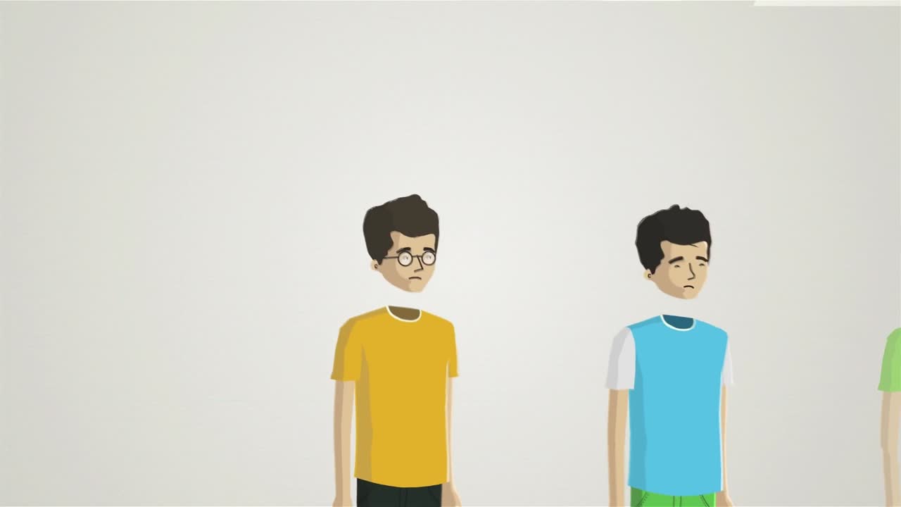 hombres de dibujos animados sin cabeza con camisas de diferentes colores