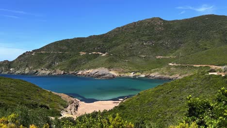 summer season at aliso beach in corsica island, france