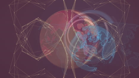 animación de la red global de conexiones, globo y procesamiento de datos