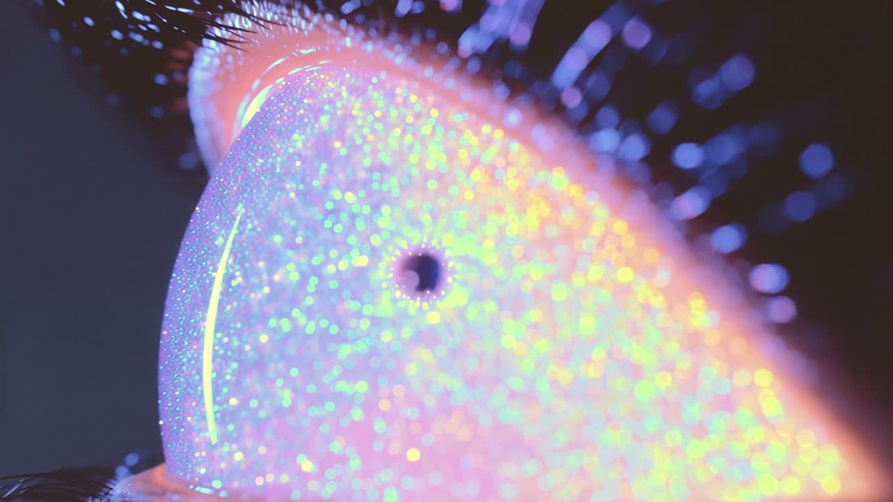 Close-up of Human Eye Opening and Transforming into Abstract Digital Vortex