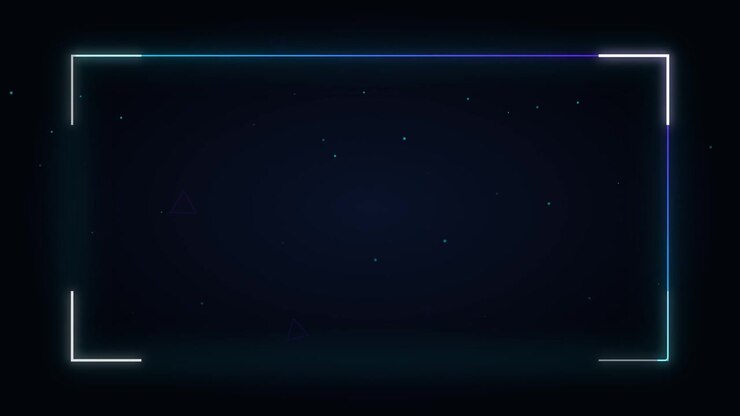 Animated Neon Glowing Frame with Floating Particles on Dark Background