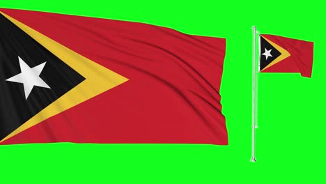 green screen east timor two flags waving timorese flagpole animation 4k 3d chroma key